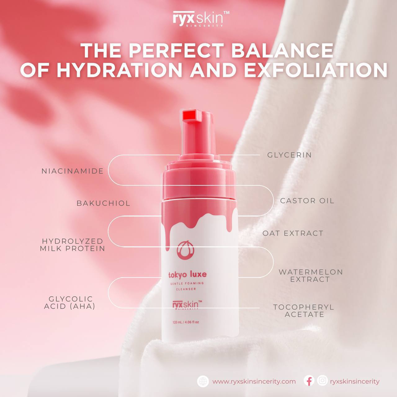 RyxSkin Tokyo Luxe Gentle Foaming Cleanser 120ml
