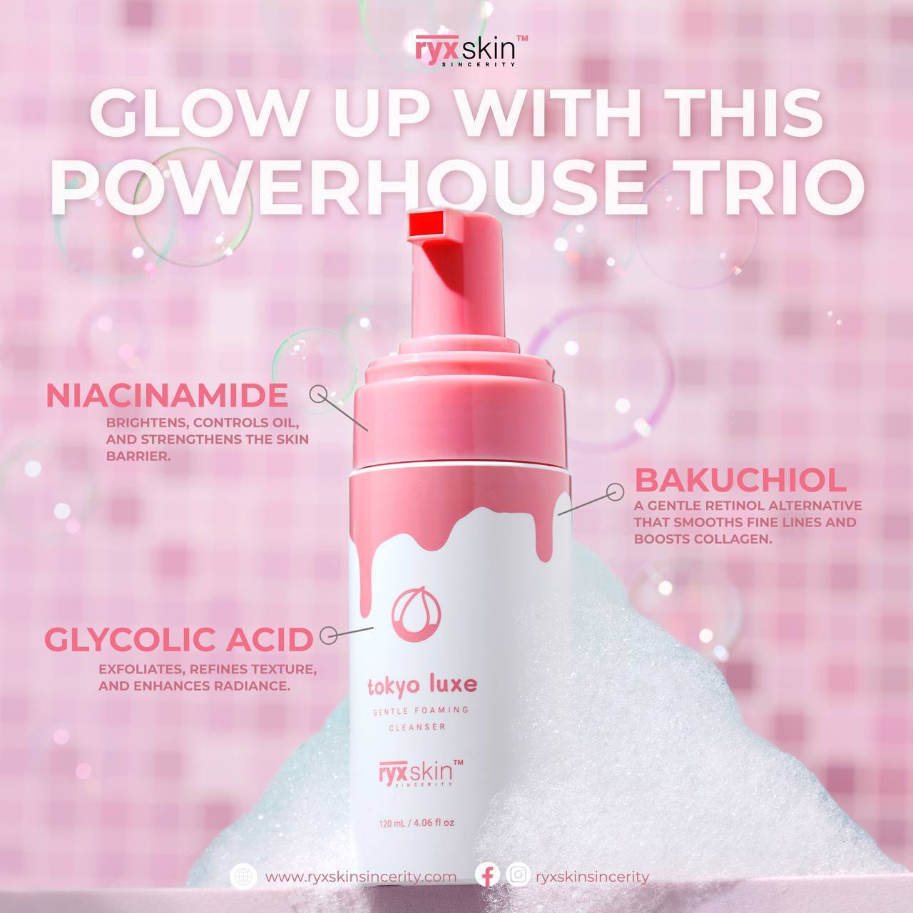 RyxSkin Tokyo Luxe Gentle Foaming Cleanser 120ml